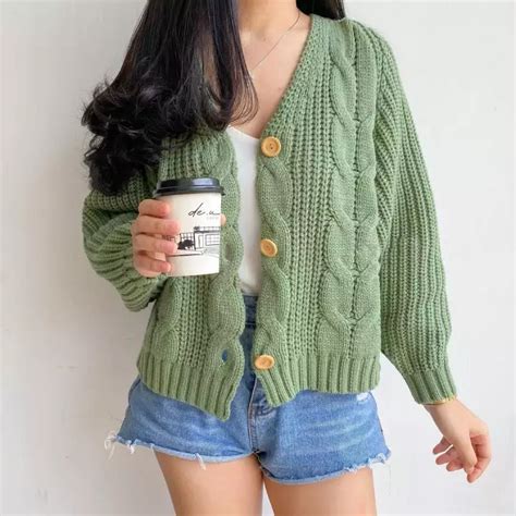 Jual Cable Cardigan Rajut Wanita Oversize Cardigan Import Wanita