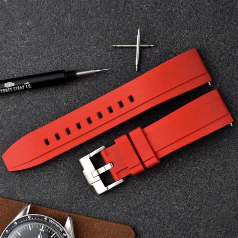 Fkm Rubber Watch Band Quick Release Straight Edge Red The Sydney Strap Co