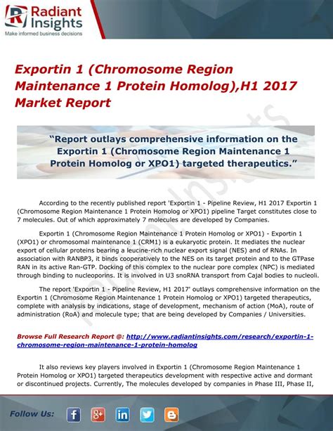 Ppt Exportin 1 Chromosome Region Maintenance 1 Protein Homologh1