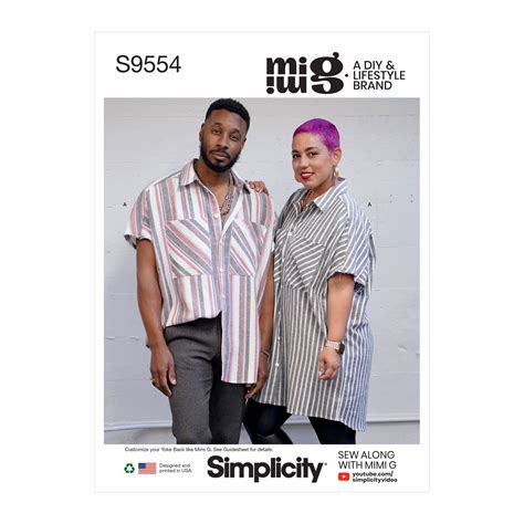 Simplicity Unisex Shirts Sewing Pattern S9554 Xs Xxl Hobbycraft