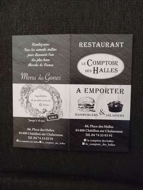 Menu Au Le Comptoir Des Halles Restaurant Ch Tillon Sur Chalaronne