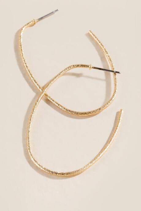 Karissa Textured Oval Hoop Earrings Gold