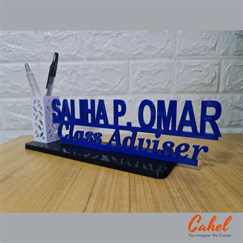 Personalized Customized Office Desk Tabletop Display Name Plate Pen