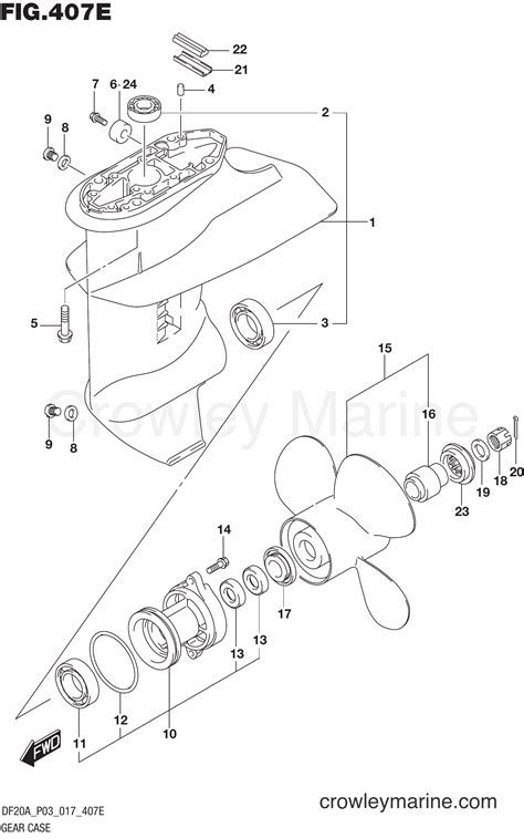 Gear Case Blade Df Bth P Serial Range Four Stroke Outboard