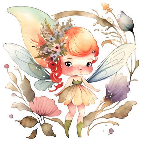 Art Nouveau Fairies Wildflowers Digital Graphic Creative Fabrica