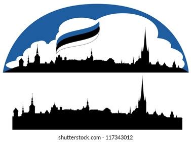 Tallinn City Realistic Skyline Editable Sights Stock Vector Royalty