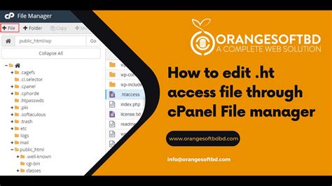 How To Edit Htaccess In CPanel S File Manager With Orange Soft BD