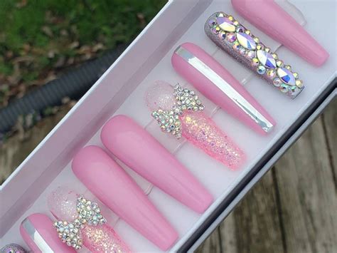 Extra Long Coffin Nails Press On Nails Other Shapes Available Etsy