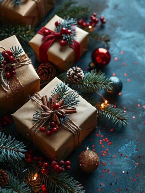 Premium AI Image A Bunch Of Presents Wrapped In Brown Paper And Tied