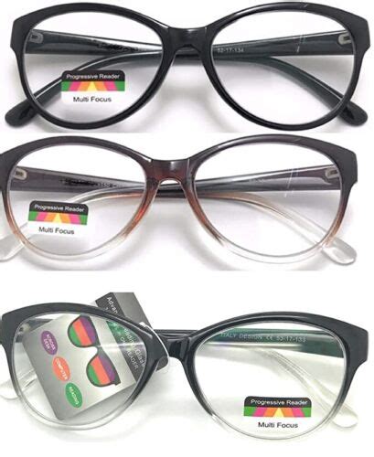 Cat Eye Progressive Reading Glasses 3 Strengths In 1 Lens Multi Focus