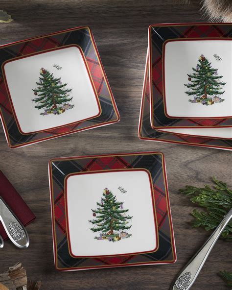 Spode Christmas Tree Set Of 4 Dinner Plates Neiman Marcus