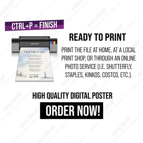 First They Came Poem Wall Art | Watercolor Illustrated Martin Niemöller