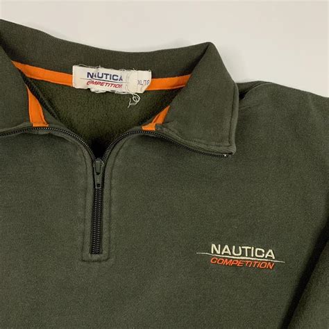 Vintage Nautica Competition Embroidered Dark Green Depop