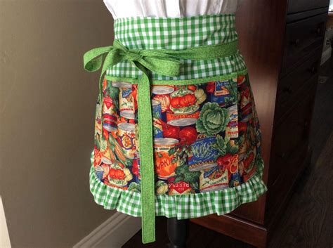 Womens Half Apron With Pockets Handmade Gardenfarm Etsy Half