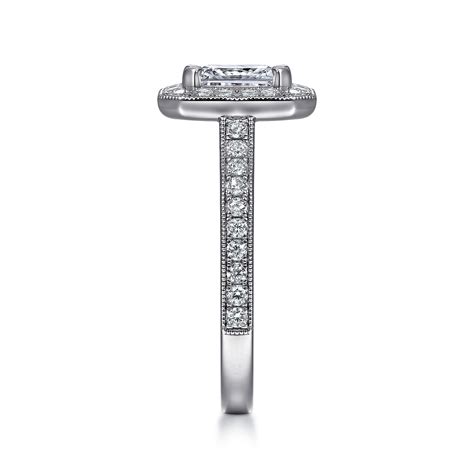 Corinne K White Gold Carat Emerald Cut Halo Natural Diamond