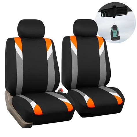 Fh Group Modernistic Flat Cloth Car Seat Cover Universal Orange Front Set Seat Covers With Air