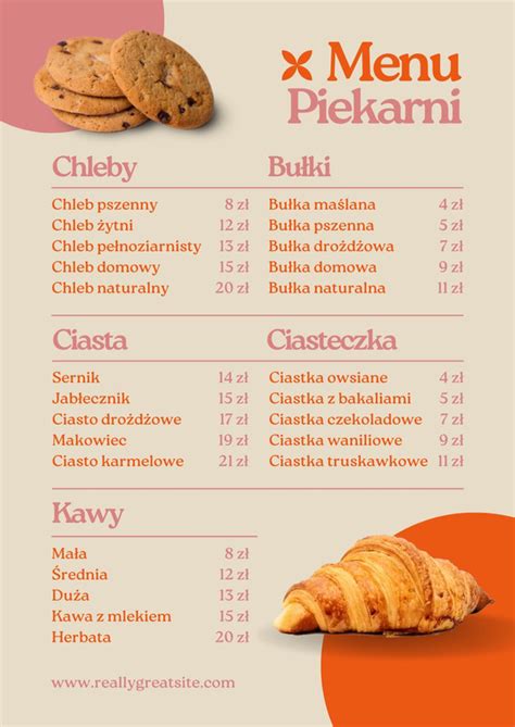 Szablony I Wzory Kart Menu Dla Piekarni I Cukierni