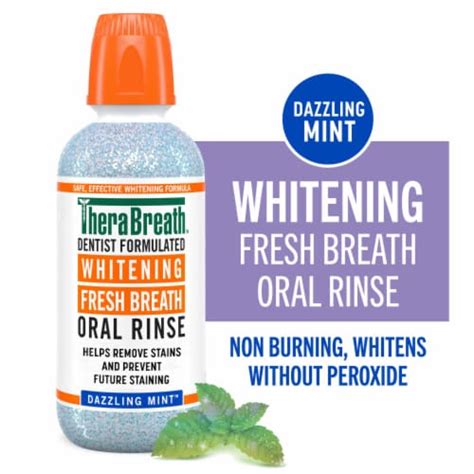 TheraBreath Fresh Breath Whitening Mouthwash Dazzling Mint Alcohol-Free ...