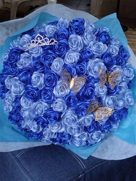 Ramo De 100 Rosas Eternas Blue Rose Bouquet Ribbon Rose Bouquets