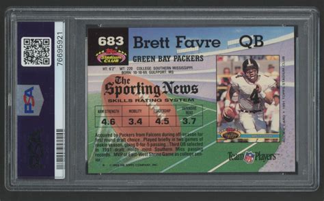 Brett Favre Signed Stadium Club Psa Autograph Graded