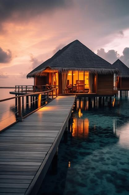 Premium AI Image | Water villa over water in maldives