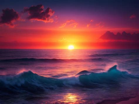 Premium Ai Image Beautiful Seascape At Sunset Ai Generated