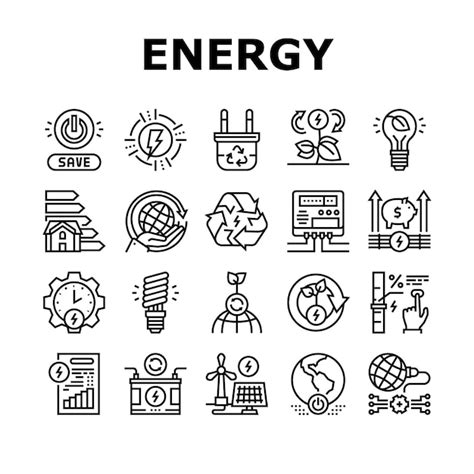 Premium Vector Energy Saving Tool Collection Icons Set Vector