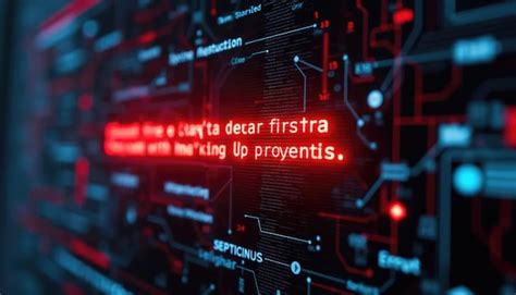 glowing red error message  dark screen signifying system failure