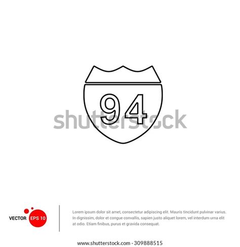 Outline Interstate 94 Highway Sign Icon Stock Vector Royalty Free