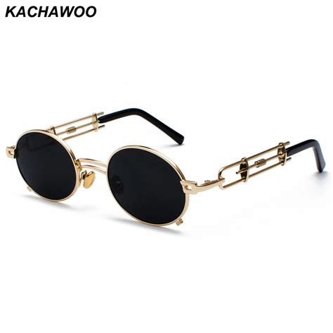 Kachawoo Metal Round Steampunk Sunglasses Men Retro Vintage Gothic