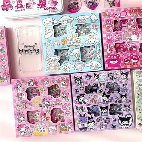 100 Lembar Sticker Lucu 2D Sanrio Karakter Kuromi Momo Frozen Roblox