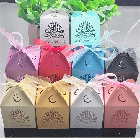 10pcs Eid Mubarak Candy Box Favor Box Ramadan Decorations Diy Paper