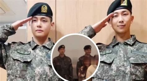 New Video Of Bts V And Rm From Their Military Graduation Ceremony Goes