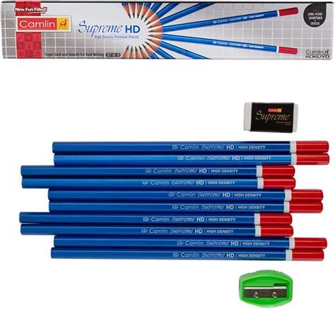 Camlin Supreme Hd Pencils With Sharpener And Eraser Pack Of 20 Pencils