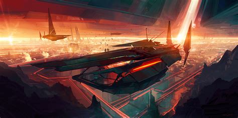 Wallpaper Digital Art Fantasy Art Spaceship Space Fantasy City