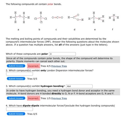 Solved The Following Compounds All Contain Polar Bonds The