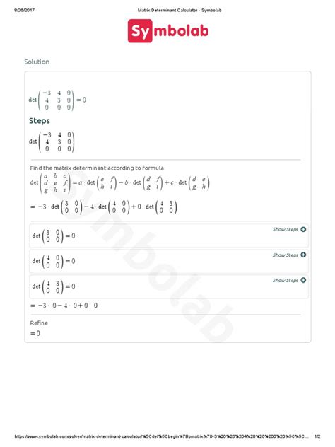 Matrix Determinant Calculator - Symbolab | PDF | Determinant ...