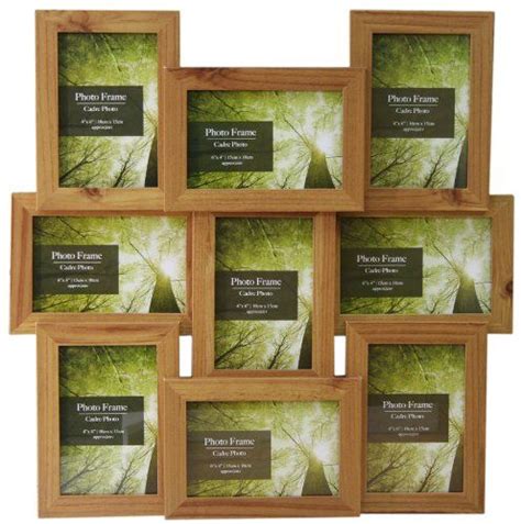 9 Multi Aperture Layered Photo Frame 6×4 Wall Mounted Wooden Effect 4×6