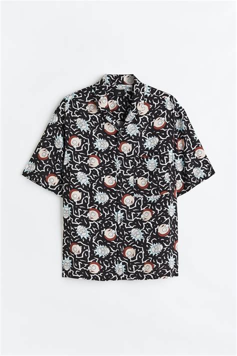 Relaxed Fit Print Resort Shirt Blackrick And Morty Men Handm Au