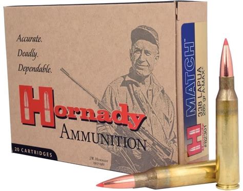 Hornady Rifle Ammo 338 Lapua Magnum 285gr A Max Match 20rds Box Reliable Gun Firearms