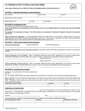 Fillable Online Authorization Release Fax Email Print PdfFiller