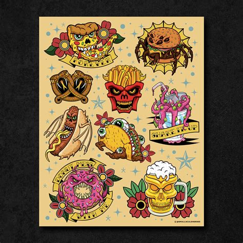 Tattoo Flash Art Monster Food Print - Etsy