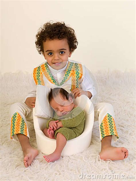 Proud Sibling Showing Newborn Baby Stock Photo Image Of Infant Afro