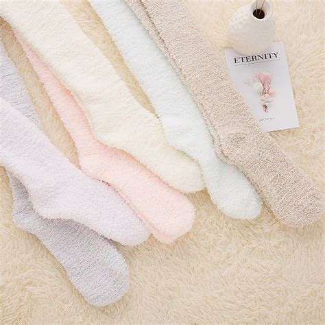 Cute Solid Color Fuzzy Warm Long Socks Women Super Soft Etsy