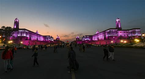 Todays Photo People Gather Near Raisina Hills Illuminated With