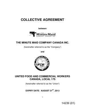 Fillable Online Collective Agreement Between Coca Cola Bottling