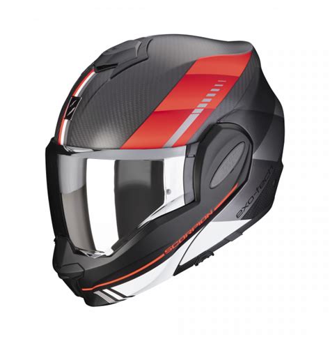 CASQUE SCORPION EXO TECH EVO CARBON GENUS NOIR ROUGE Equipement