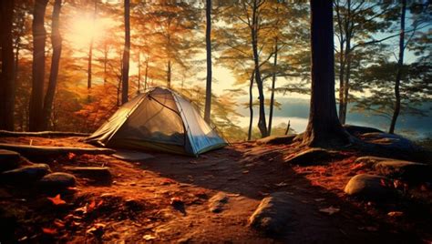 Premium AI Image | Outdoor camping photo tent in the middle of nature ...