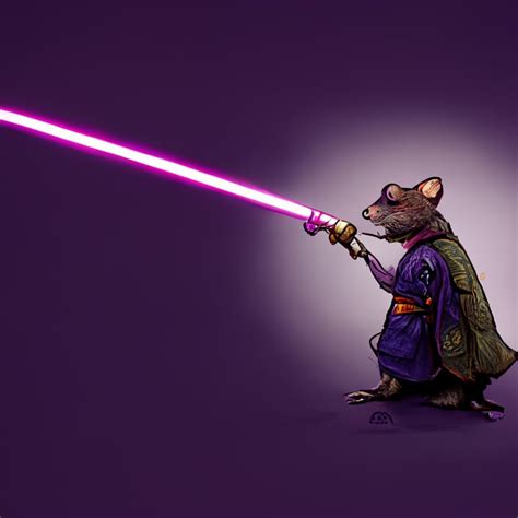 Prompthunt Master Splinter Rat As A Jedi With A Purple Lightsaber