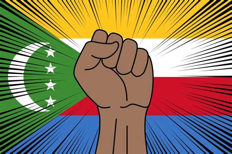 Human Fist Clenched Symbol On Flag Of Comoros Vector Art At